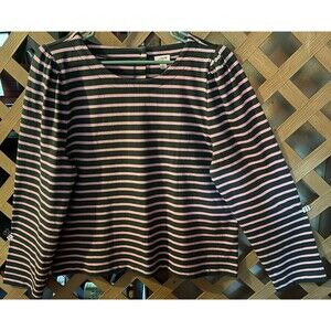 J.CREW Green & Pink stripes Button back knit Top Women's XL
